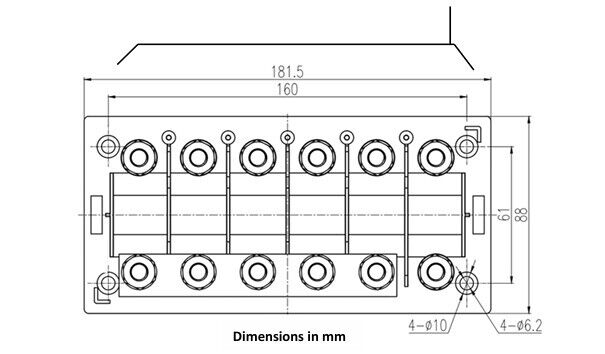 Victron CIP050060000 Fuse holder 6-way for MEGA-fuse