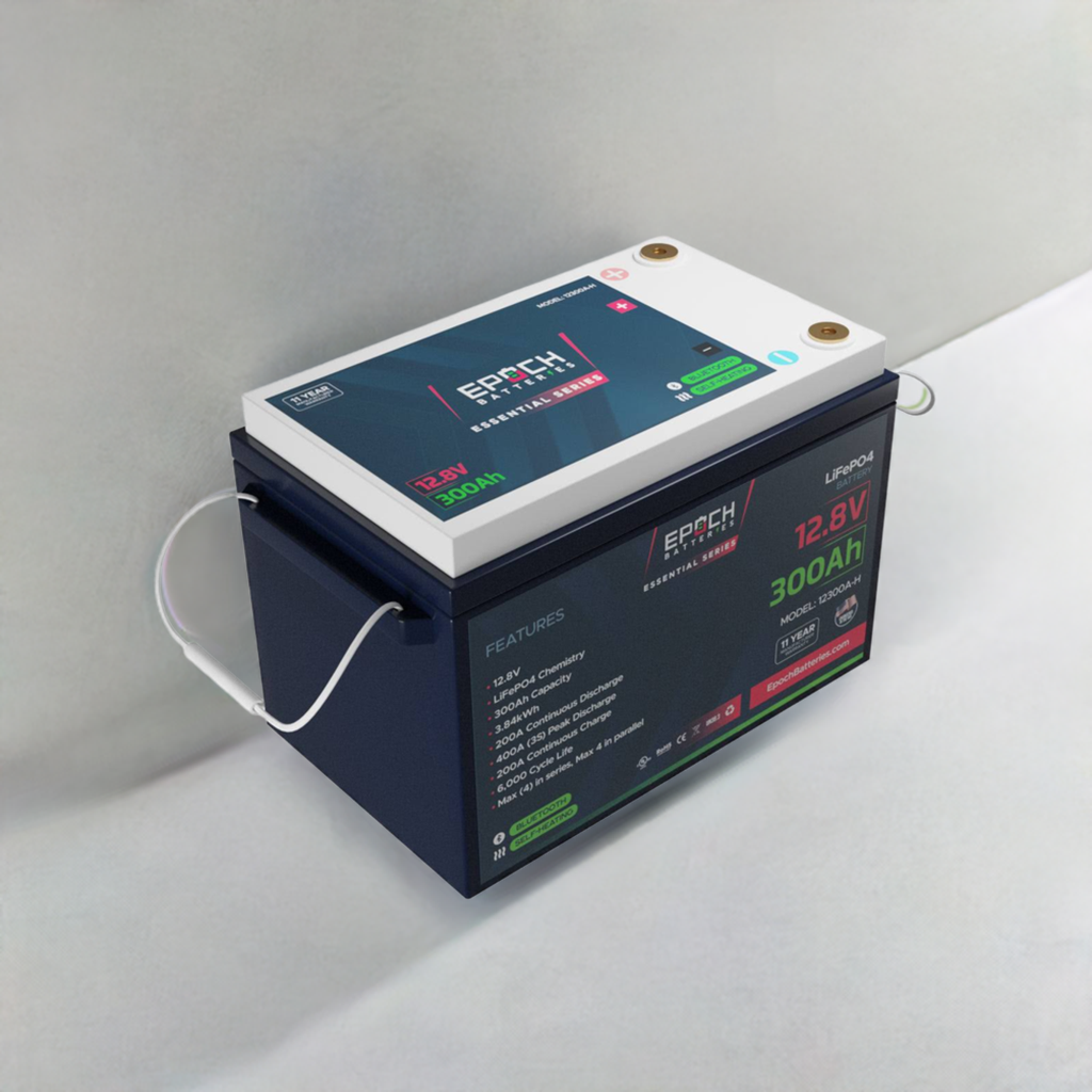 Epoch Batteries 12V 300Ah (3.84kWh) Essential Series - Bluetooth & Heated LiFePO4 Battery