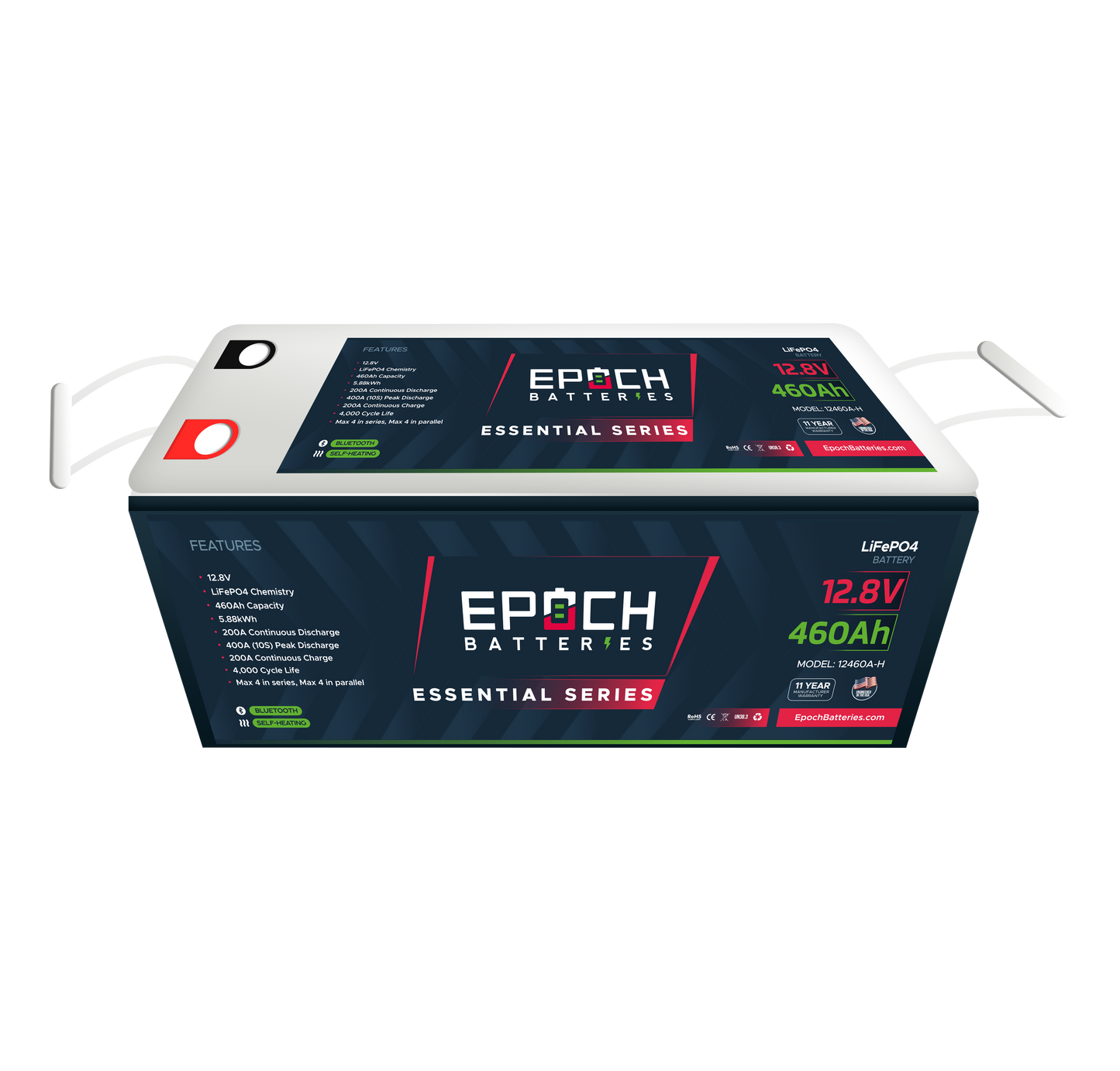 Epoch Batteries 12V 460Ah (5.89kWh) Essential Series - Bluetooth & Heated LiFePO4 Battery