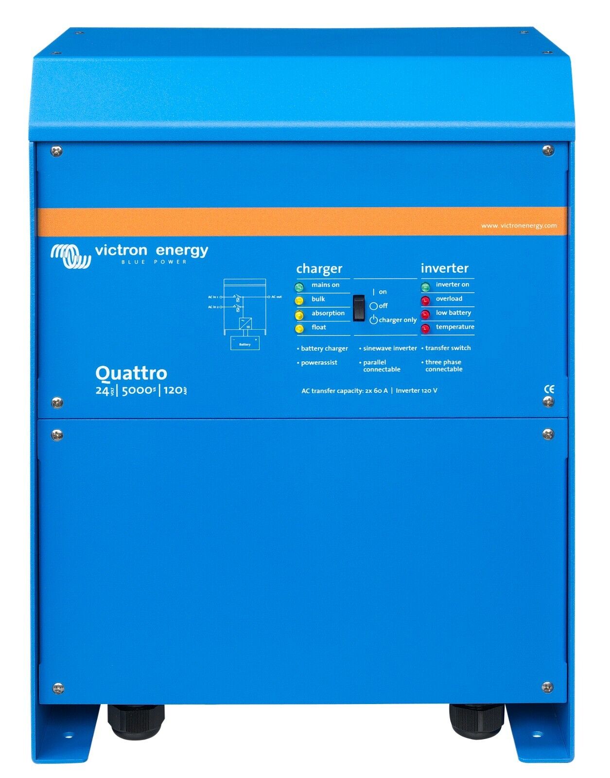 Victron QUA482501102 Quattro 48/5000/70-100/100 120V VE.B Auth Dealer 5 year war