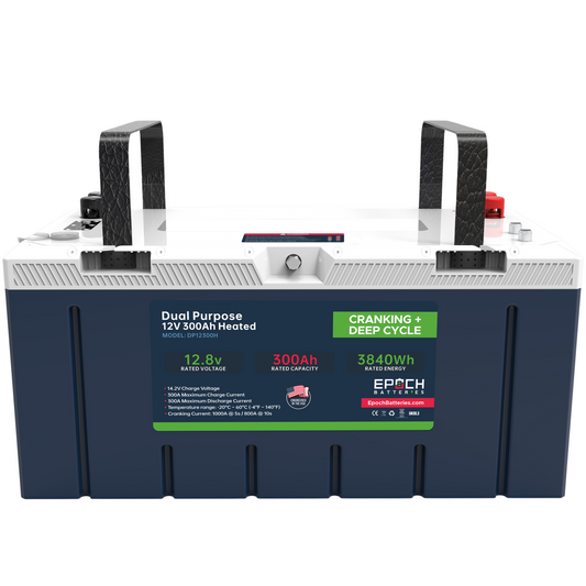 Epoch Batteries 12V 300Ah (3.84kWh) Pro Series - LiFePO4 Cranking & Deep Cycle Lithium Battery (Dual Purpose)